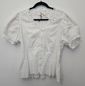 Chic White Eyelet Blouse